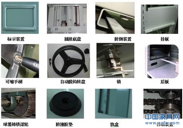 移動(dòng)密集架，密集柜配件圖