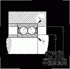 角接觸球軸承 30/8-B-2Z-TVH, 雙列，雙側(cè)間隙密封，接觸角 α = 25°