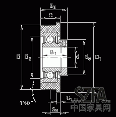 外球面球軸承 CRB30/92, 帶橡膠插入件，偏心鎖圈定位，兩側(cè) P 型密封